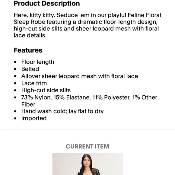 Savage X Fenty Black and Gold Lace Robe - Picture 7 of 9